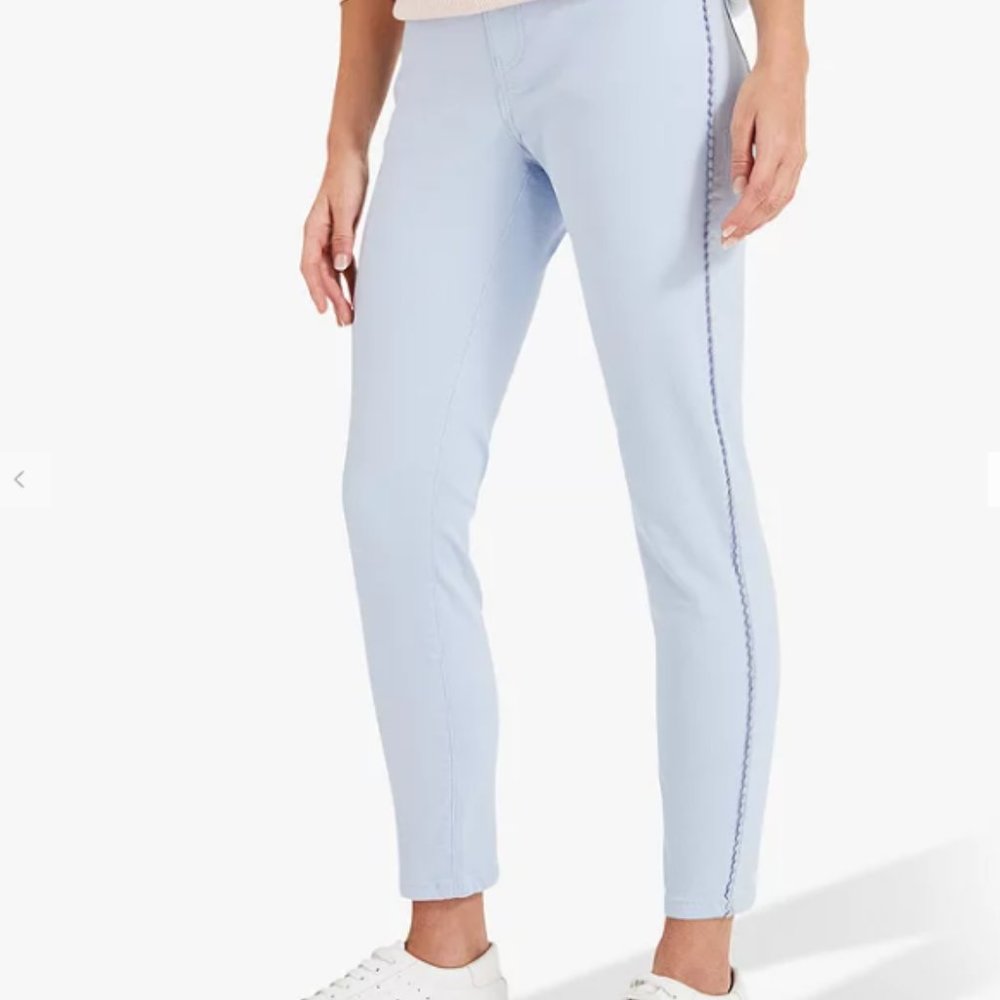 Phase Eight Pixie Pale Blue Scallop Trim Skinny Crop Jeans Size 8